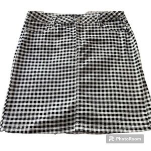 Baccini denim skirt, black and white checks. Above knee length.  Size 10